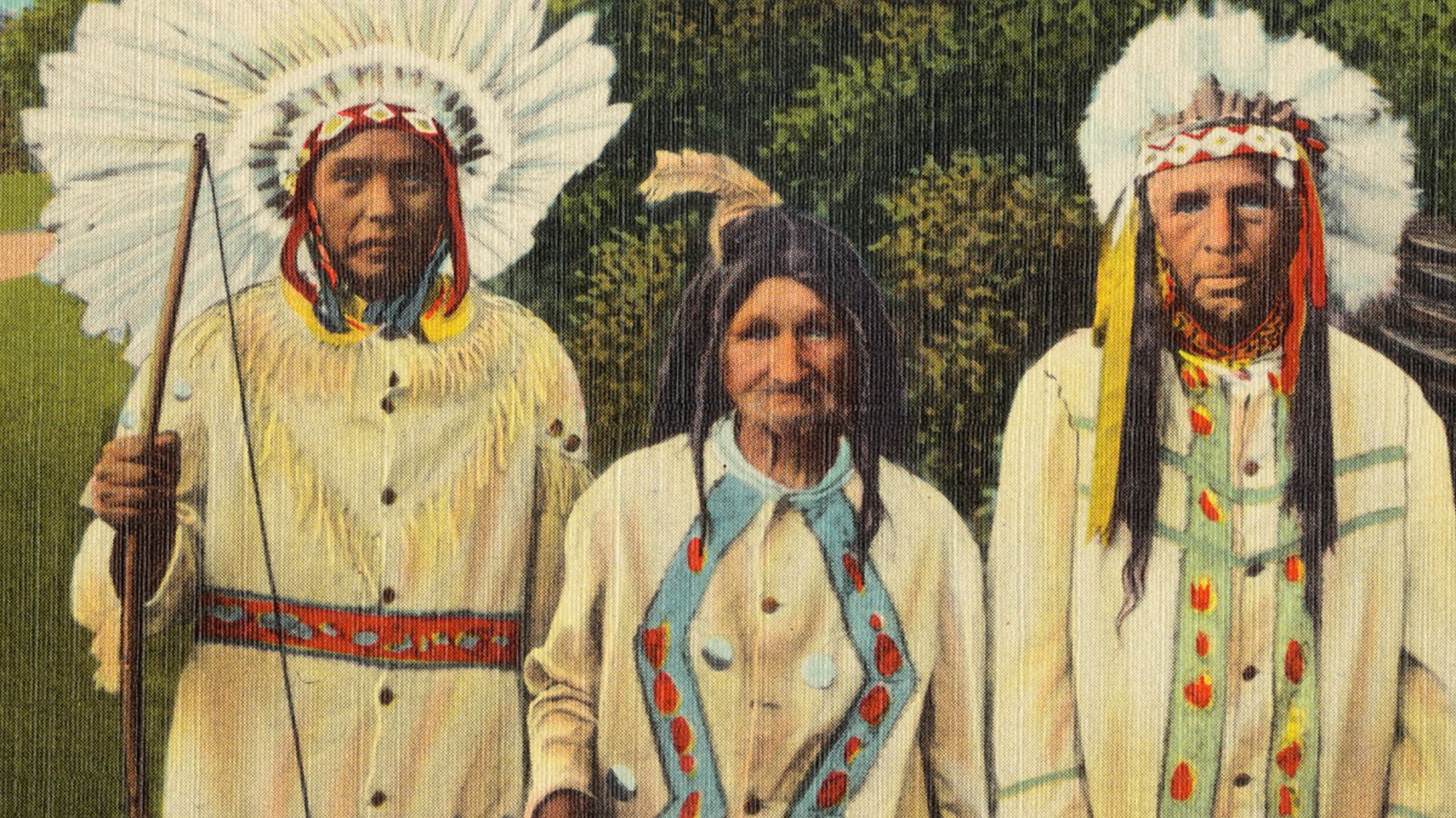 File name: 06_10_015732
Title: Cherokee Indians, Cherokee Indian Reservation, North Carolina
Created/Published: Pub. only by W. M. Cline Co., Chattanooga, Tennessee; Tichnor Bros. Inc., Boston, Mass.
Date issued: 1930 - 1945 (approximate)
Physical descrip