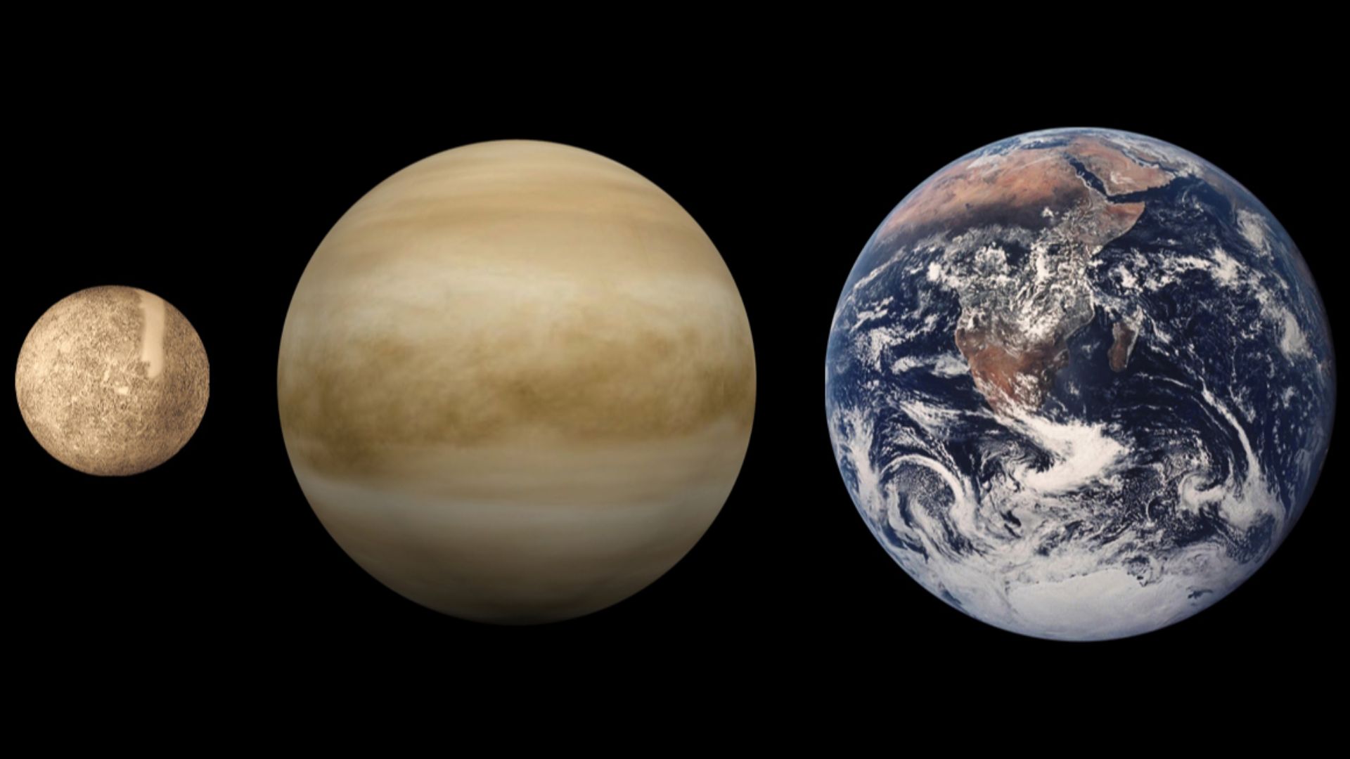 This diagram shows the approximate relative sizes of the terrestrial planets, from left to right: Mercury, Venus, Earth and Mars. Distances are not to scale.
A terrestrial planet is a planet that is primarily composed of silicate rocks. The term is derive