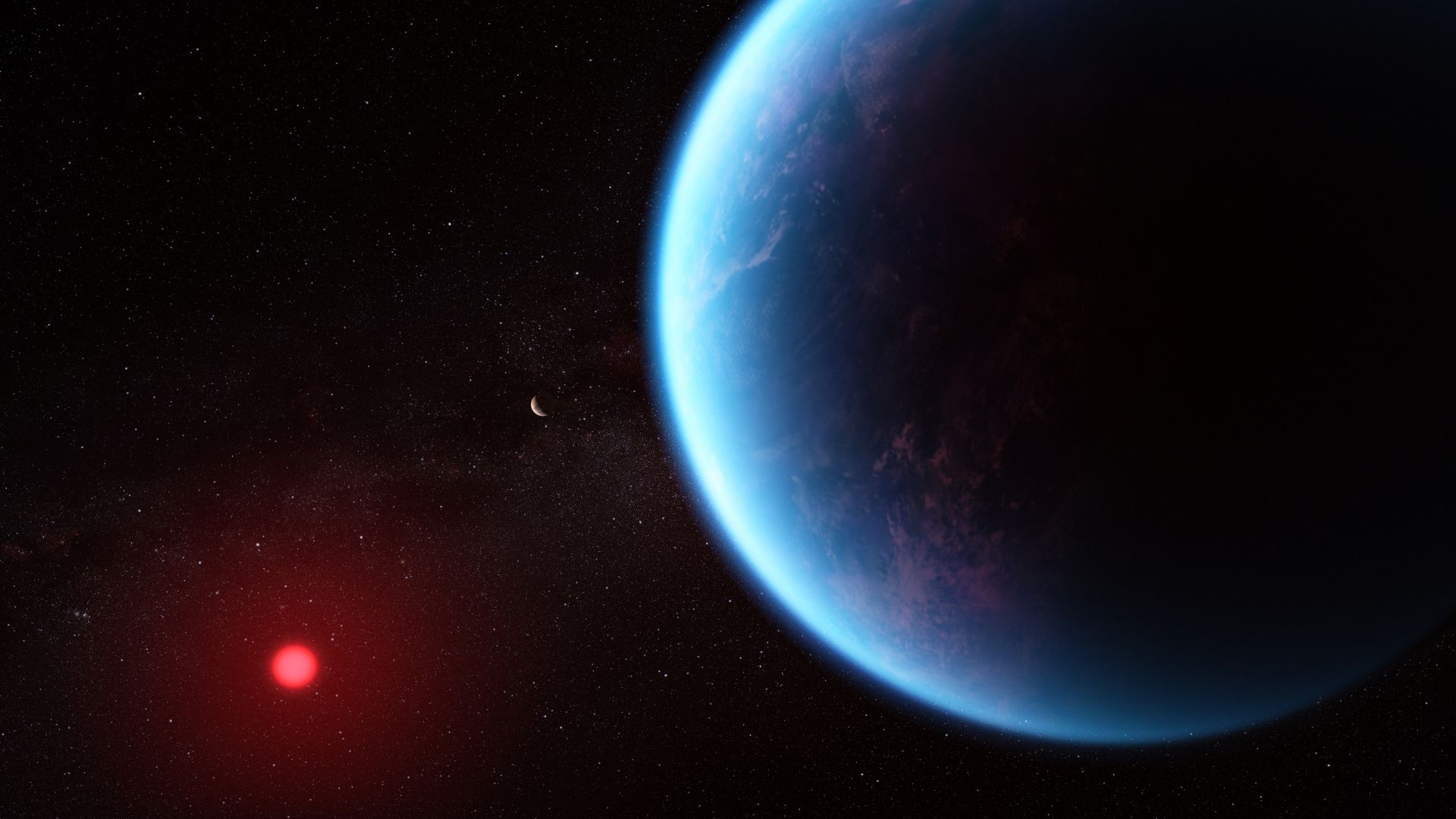 This illustration shows what exoplanet K2-18 b could look like based on science data. K2-18 b, an exoplanet 8.6 times as massive as Earth, orbits the cool dwarf star K2-18 in the habitable zone and lies 120 light years from Earth.
A new investigation with