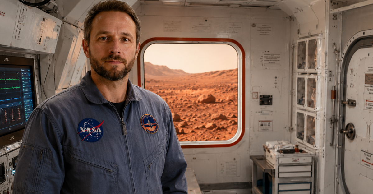 NASA man in living pod on Mars