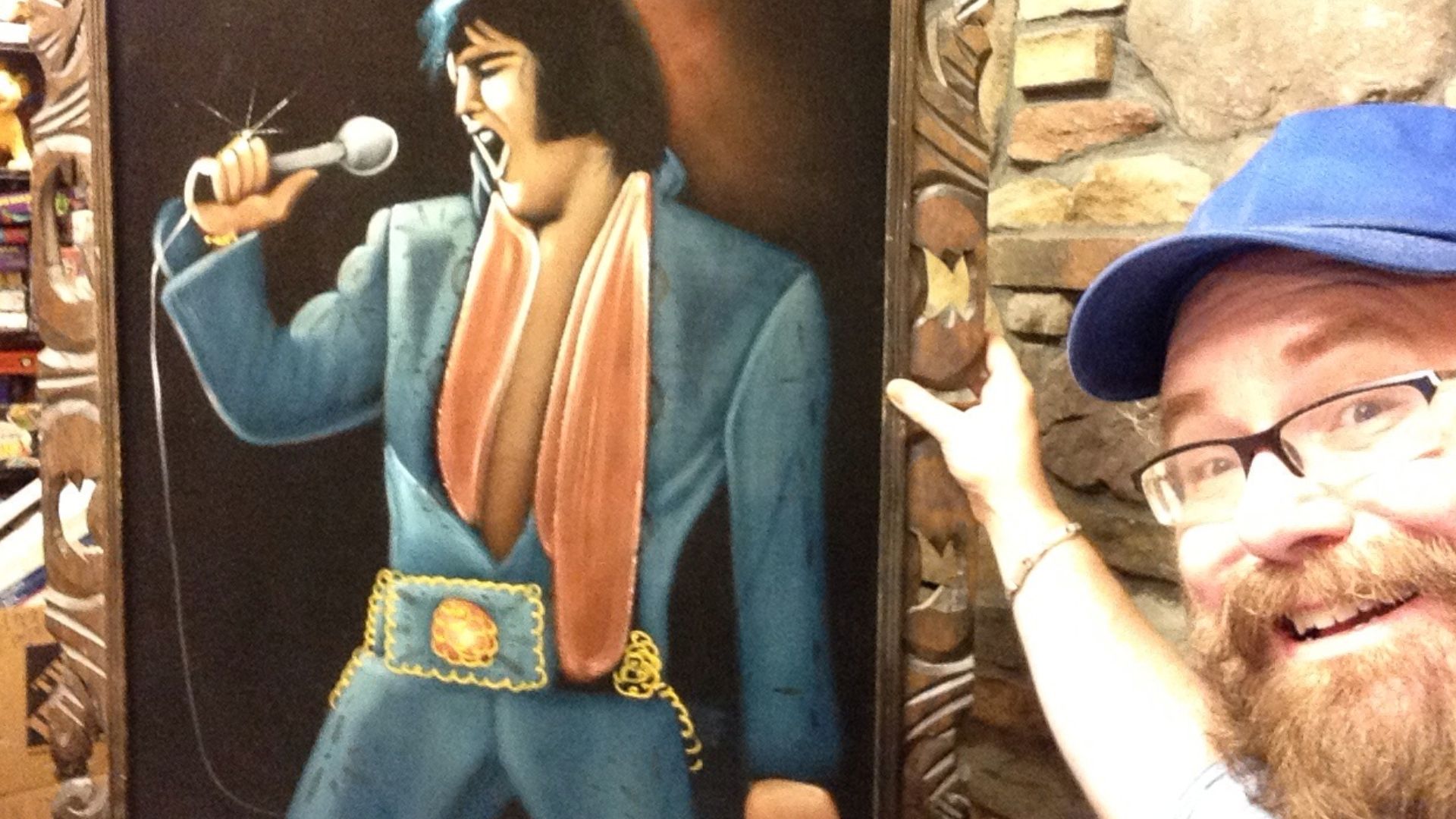 A velvet painting of Elvis Presley