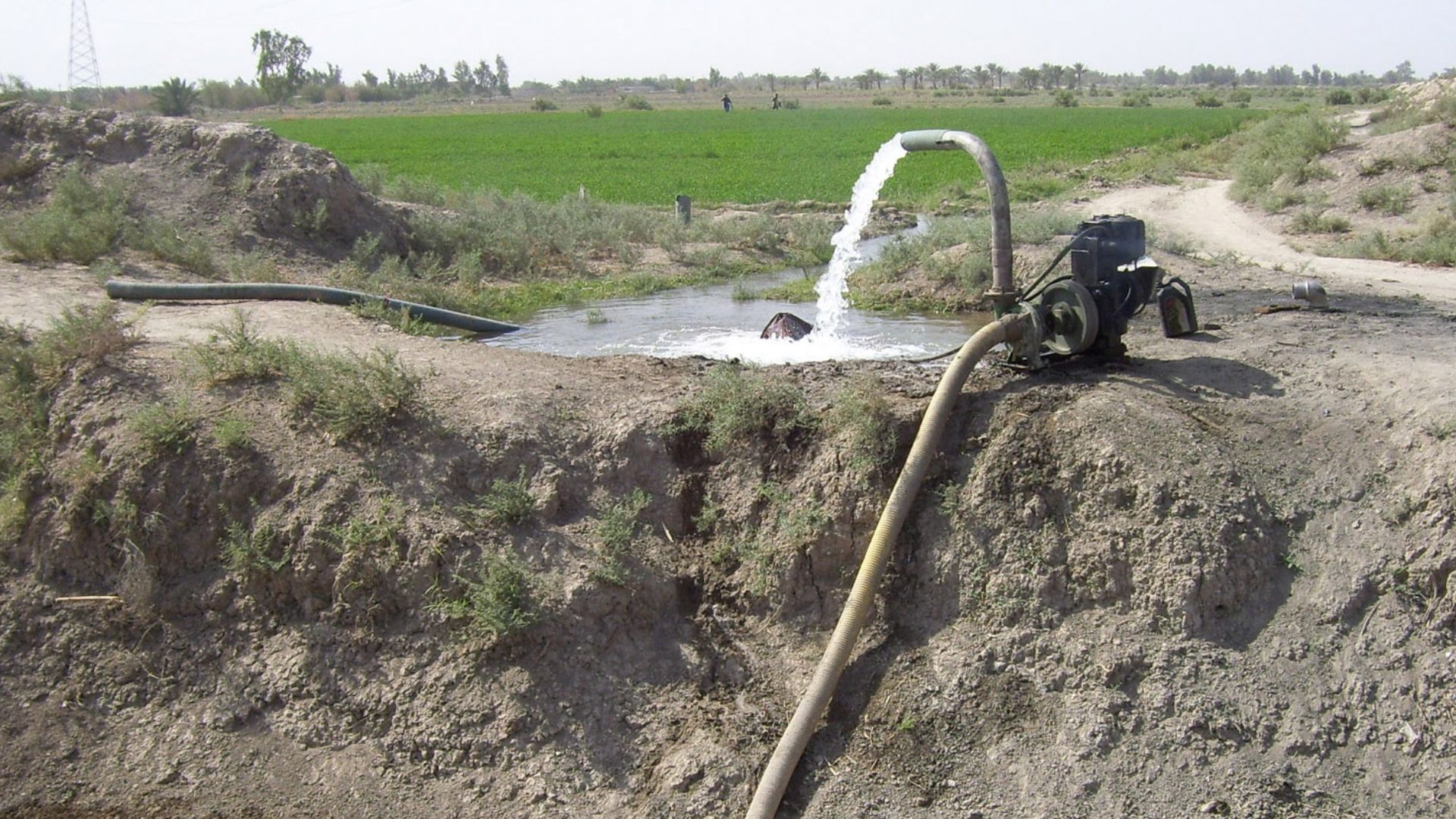 Water fills an irrigation canal near Fira Shia, Iraq.
