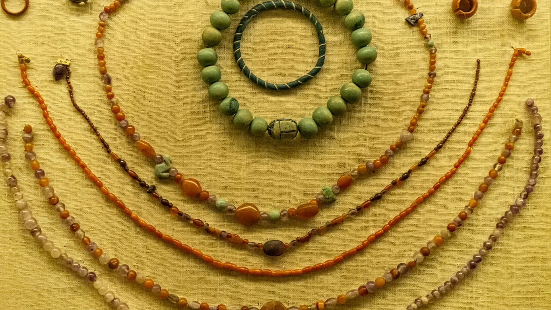 Ancient Egyptian jewelry beads and amulet Penn Museum