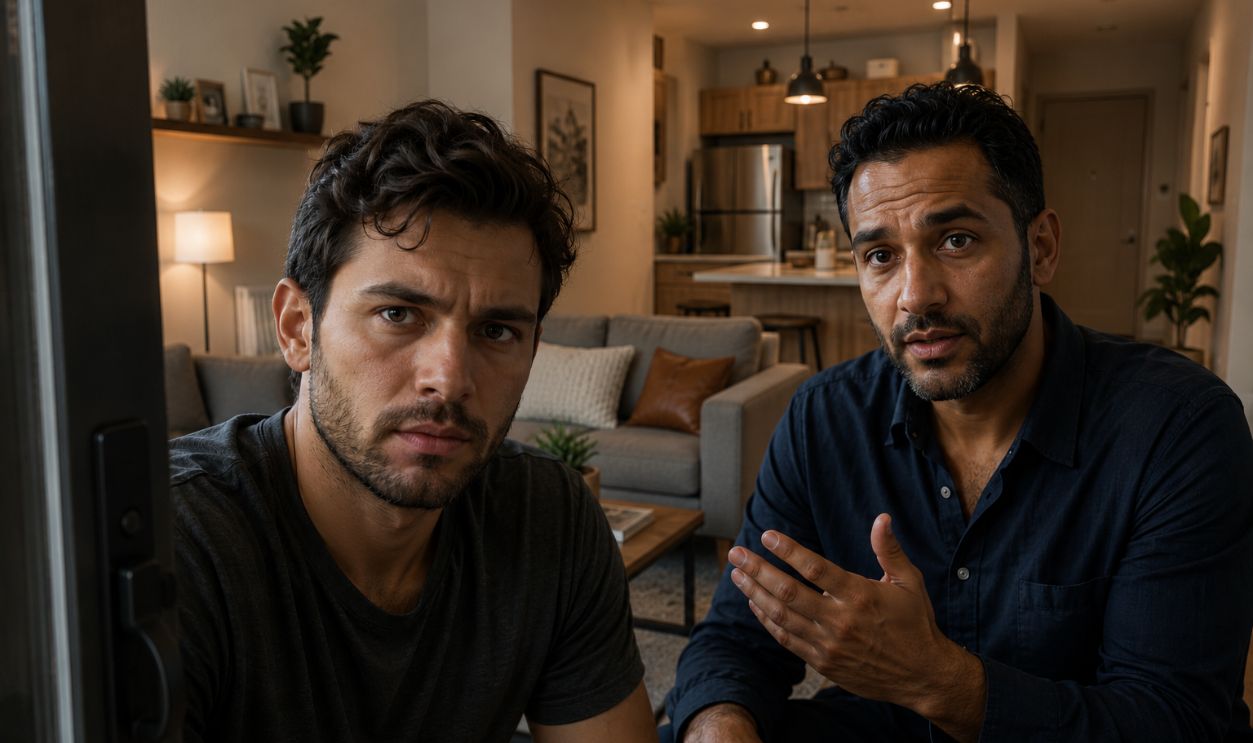 Airbnb host and guest talking to each other