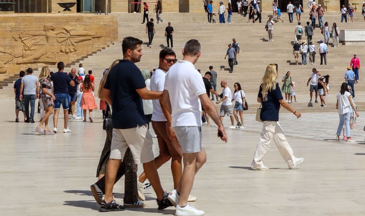 Tourists exploring the historic Anıtkabir in Ankara