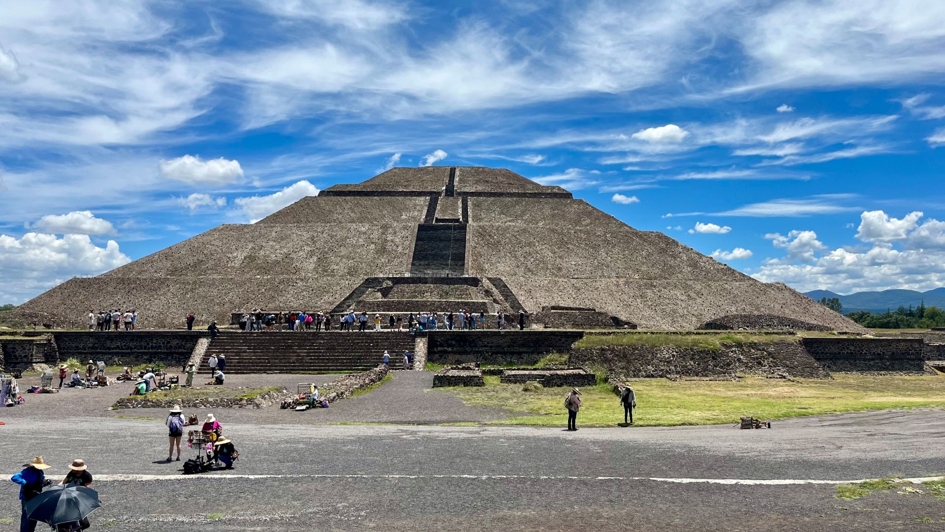 Front view of the Pyramid of the Sun in Teotihuacan