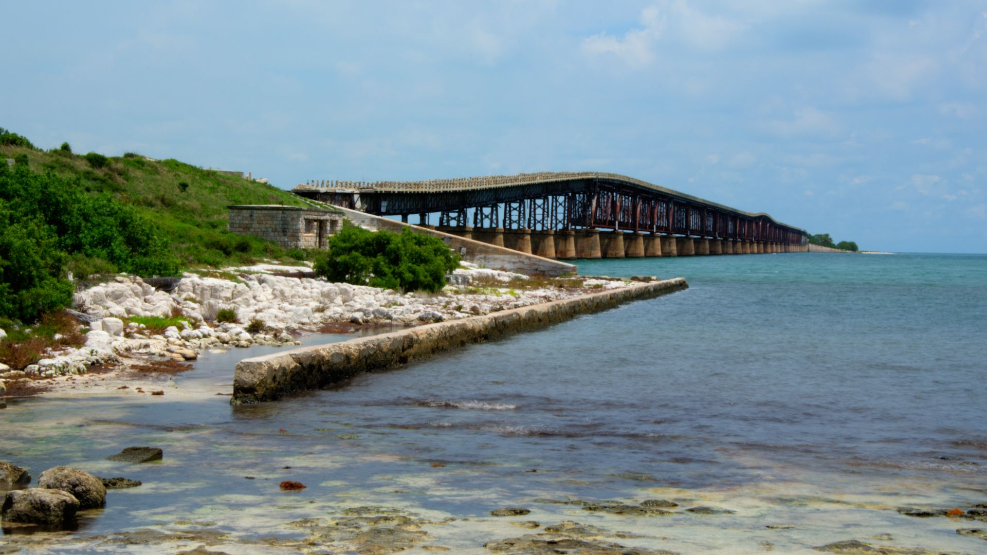 This is a HDR imaging of a bridge in the Florida Keys. It is based on three exposures.