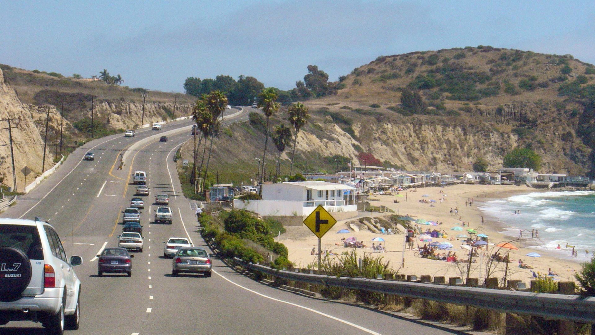 California State Route 1—Pacific Coast Highway — south-bound near Laguna Beach, in Orange County, Southern California.