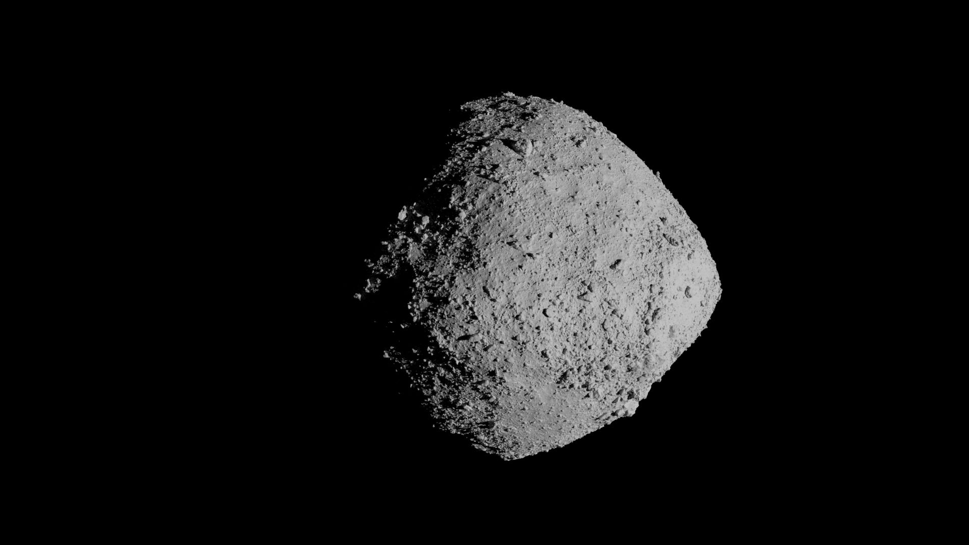This preview image shows the Bennu global 3D model (OLA v21 PTM) lit from the side.
