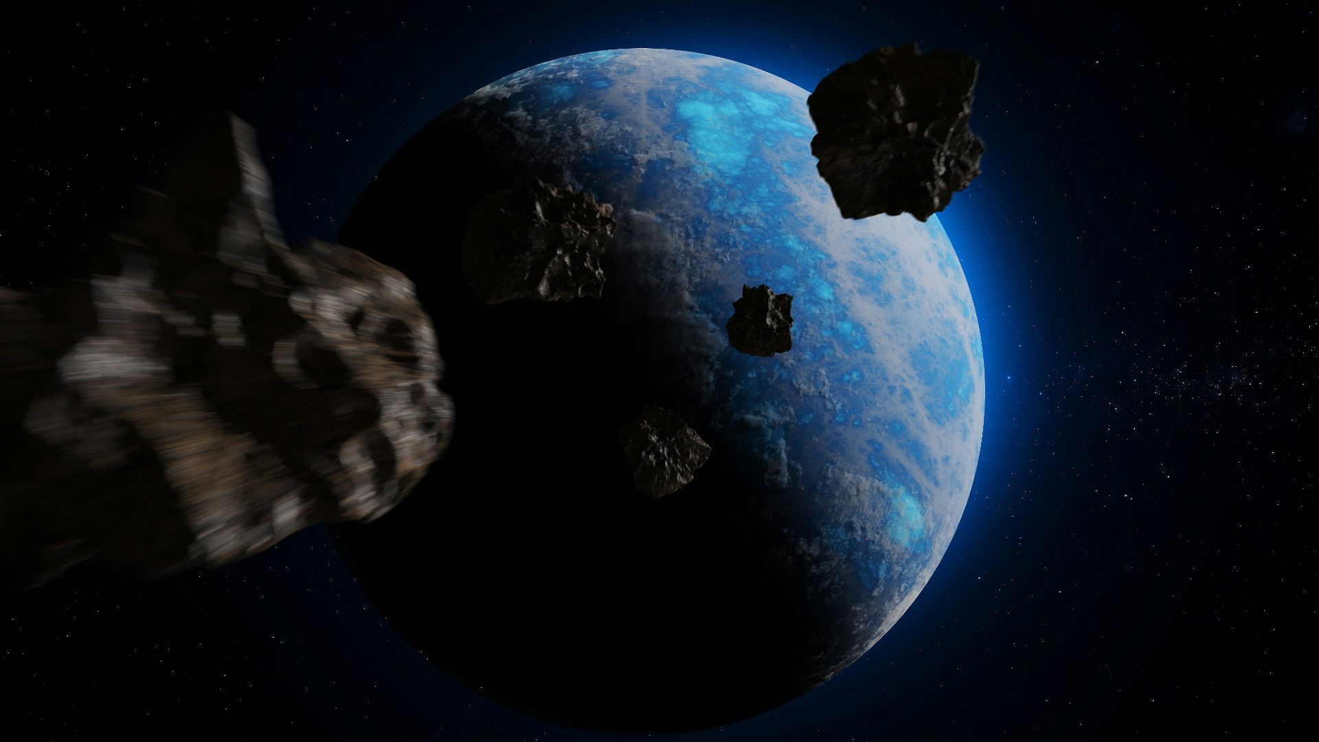 an artist's rendering of a space ship approaching a planet