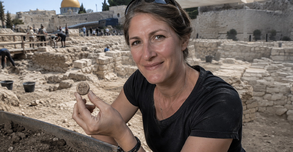 Archaeologist holding small artifact