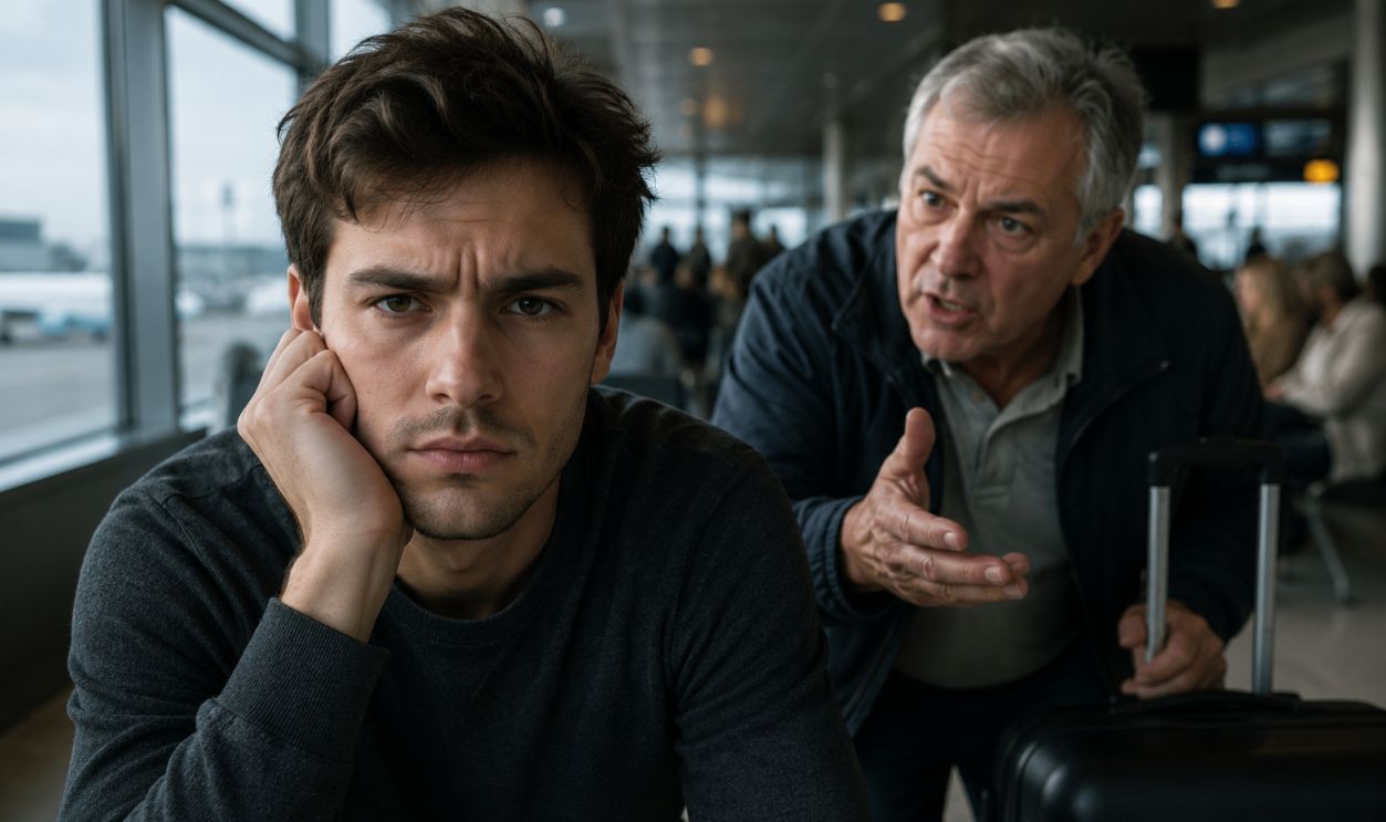 father talking to son