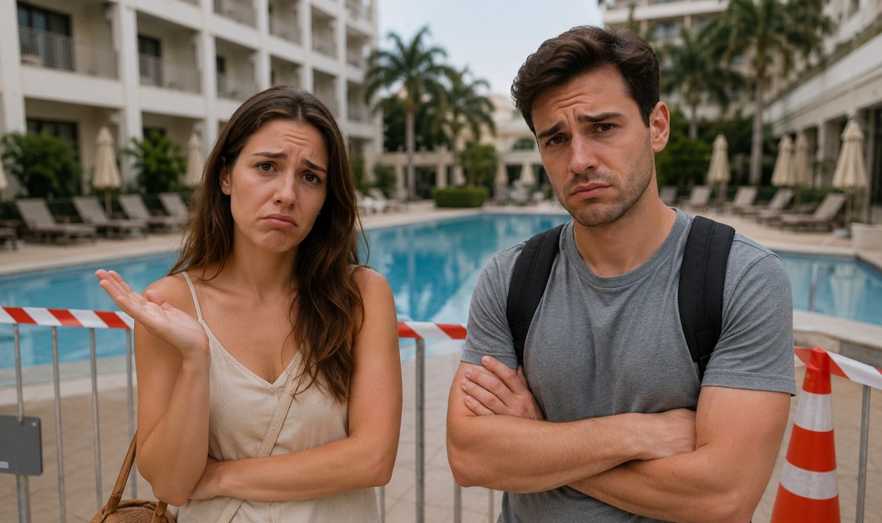 Frustration at the resort pool