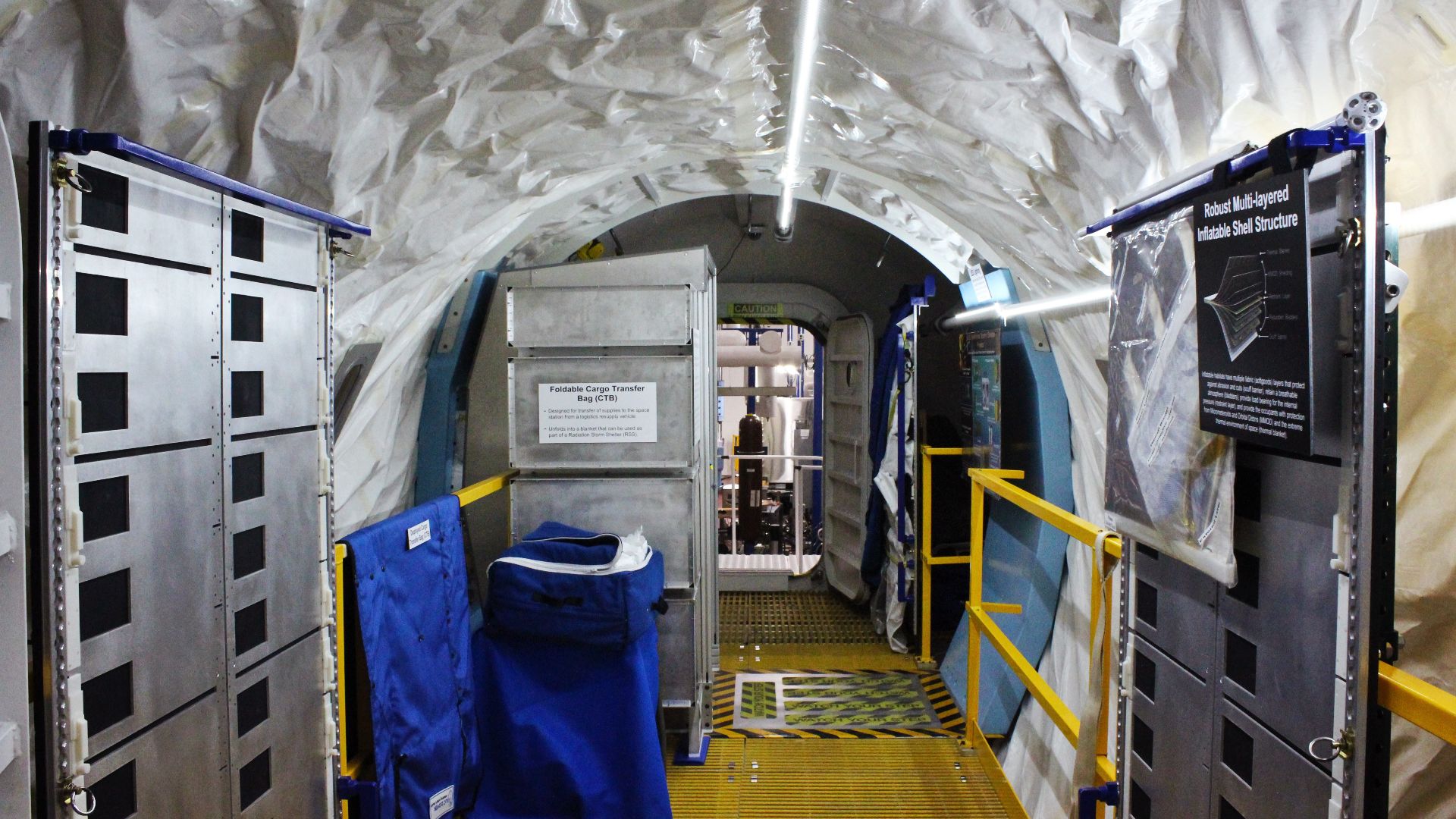 Inflatable habitats or expandable habitats are pressurized structures capable of supporting life in outer space whose internal volume increases after launch. They have frequently been proposed for use in space applications to provide a greater volume of l