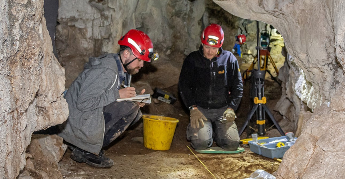 Archaeologists investigating Alice and Gwendoline Cave, County Clare.
