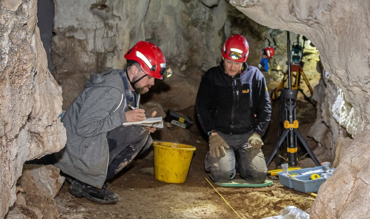 Archaeologists investigating Alice and Gwendoline Cave, County Clare.