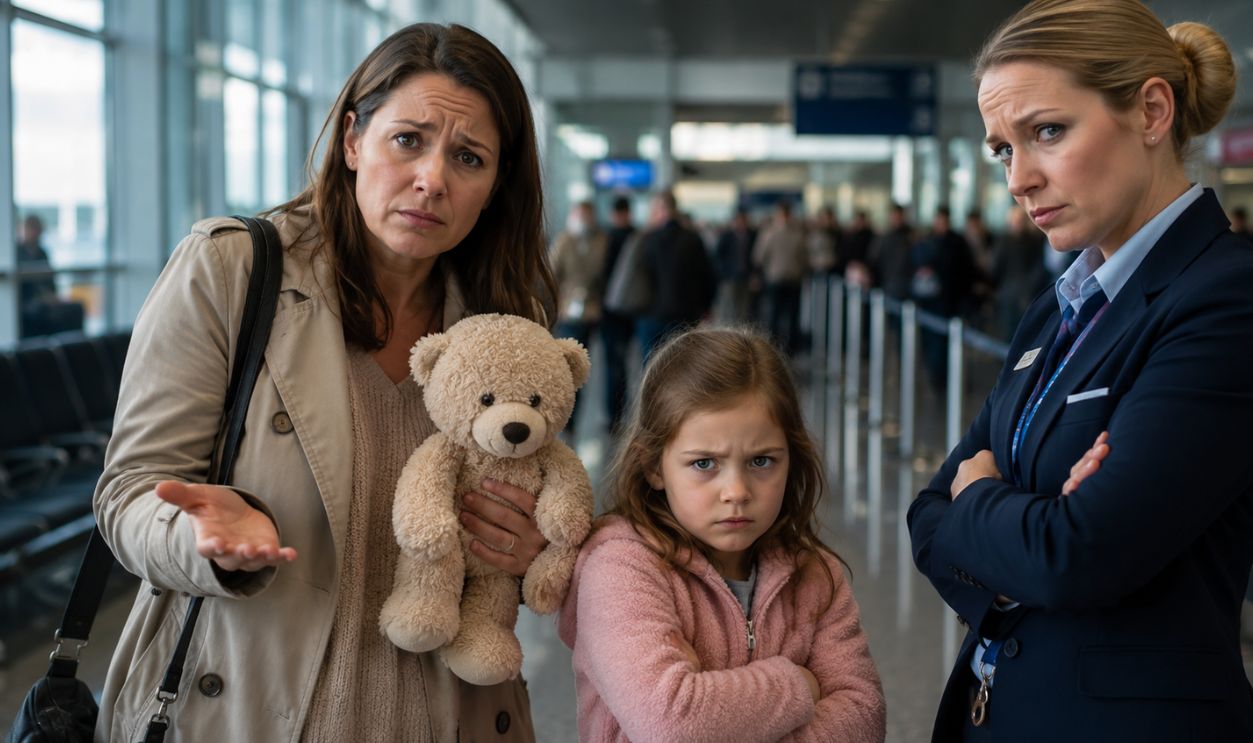 Tense moment at the airport terminal