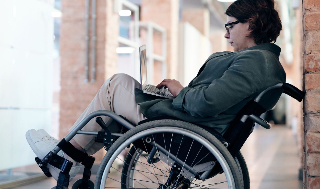 Focused woman in a wheelchair