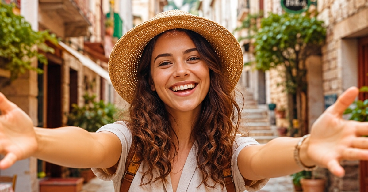 Woman giving a warm welcome