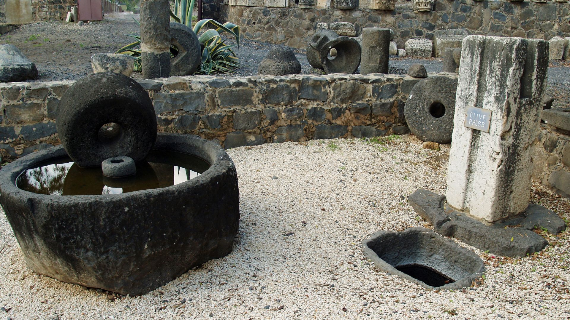 w:Capernaum Roman-era olive mill in the ruins of the town.
