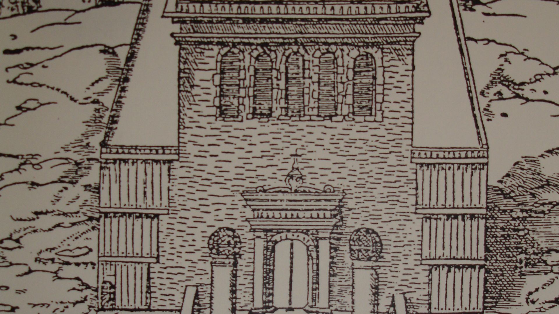 Sixteenth century gravure of a reconstruction of the temple of Solomon (detail)