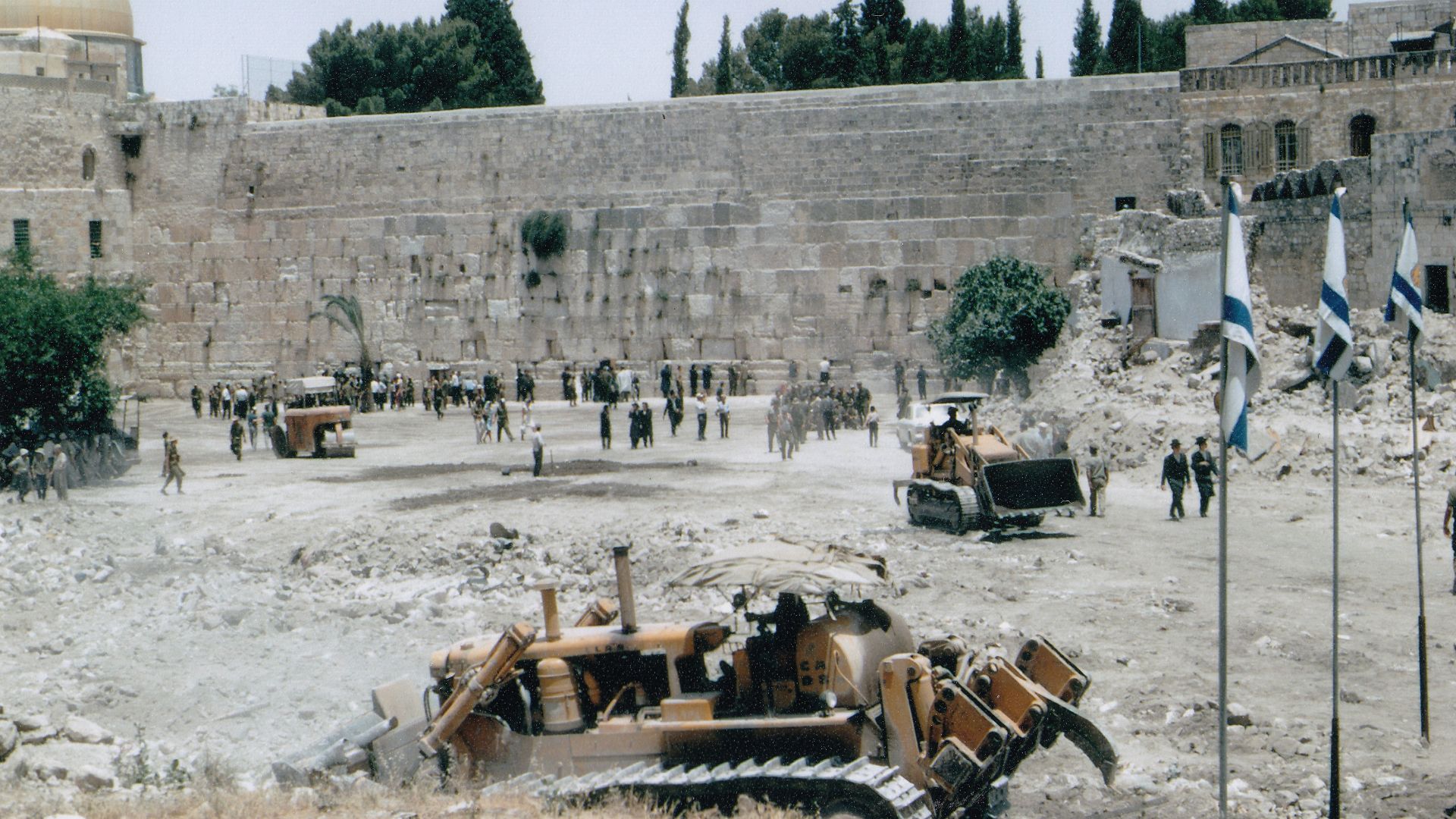 A few days after Israel entered the old city of Jerusalem in the Six Days War it cleared the most sacred Jewish place - the Western Wall of the Temple