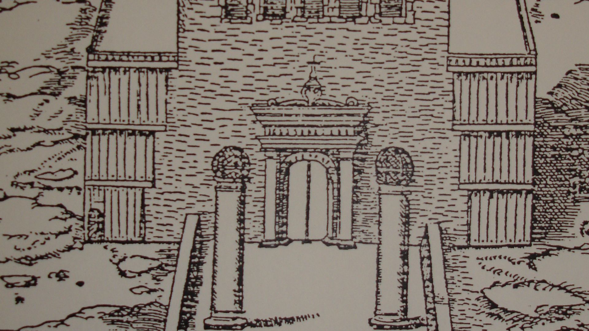 Sixteenth century gravure of a reconstruction of the temple of Solomon (detail)