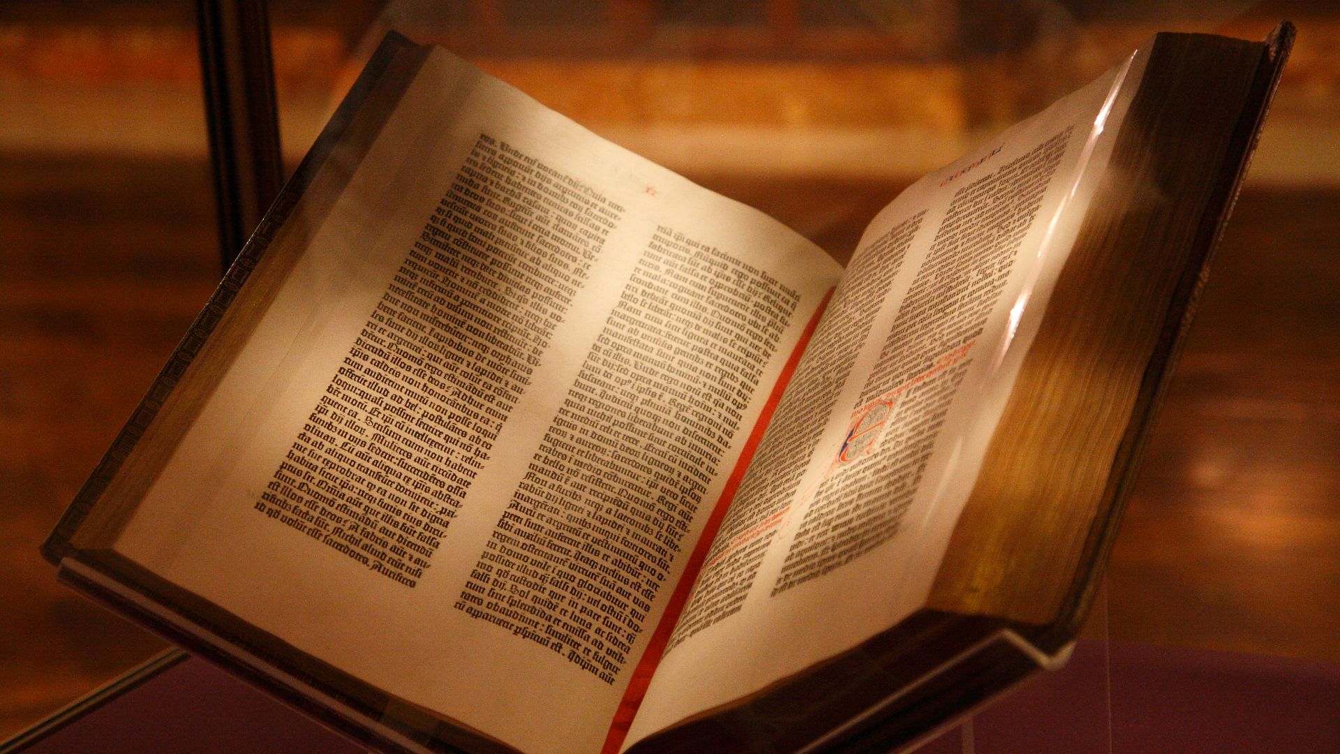 Gutenberg Bible on display at the New York Public Library