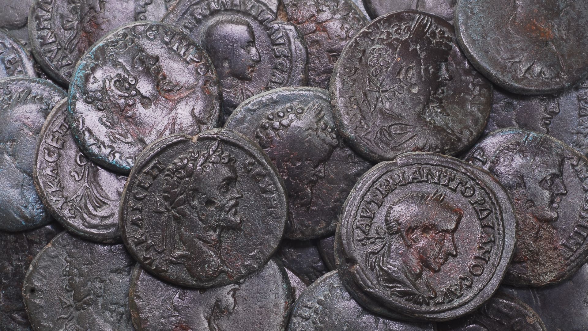 Roman bronze coins found in Novae, Bulgaria.