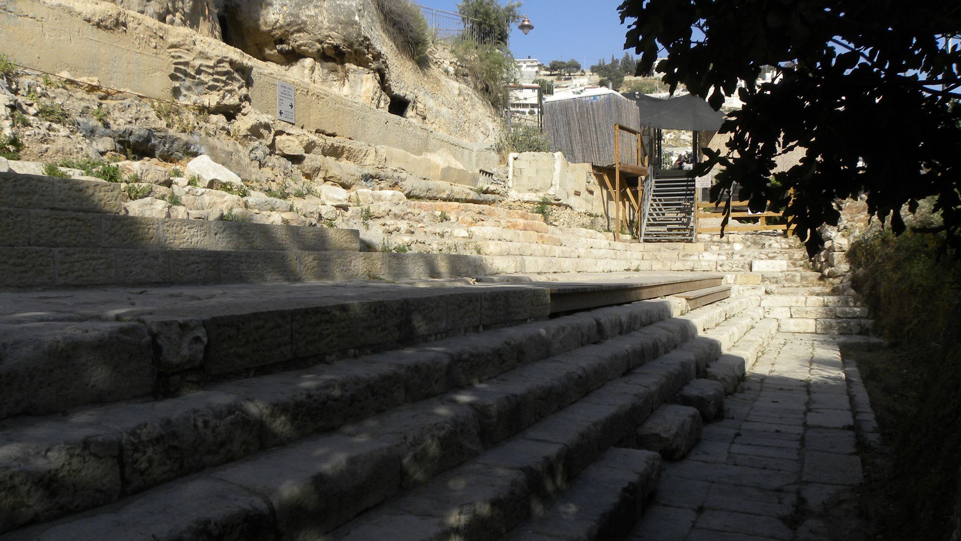 The recently excavated Pool of Siloam. These steps likely ran around all four sides of the large rectangular pool, which collected water that had come from the Gihon Spring via