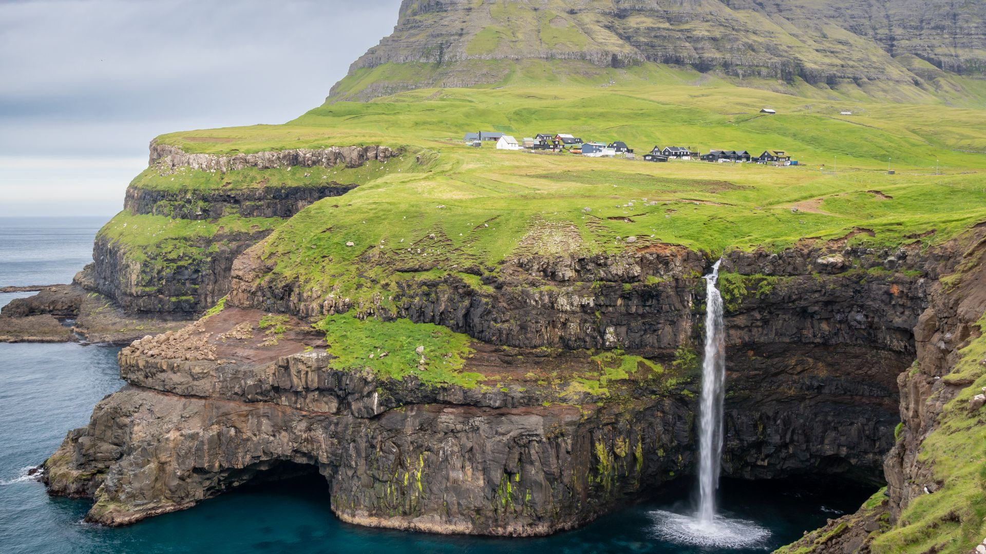 Múlafossur waterfall close to Gásadalur village, Vágar, Faroe Islands