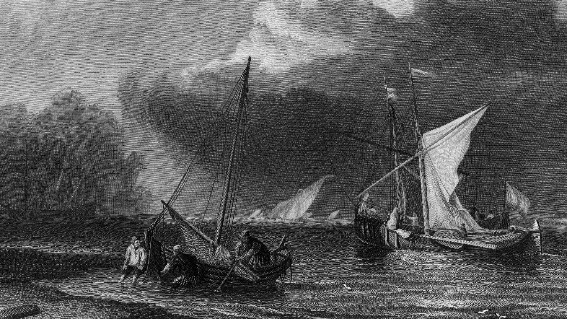 The Storm engraving by William Miller after Van de Velde, published in The Art Journal, New Series Volume IV, 1858. James S. Virtue, London 1858