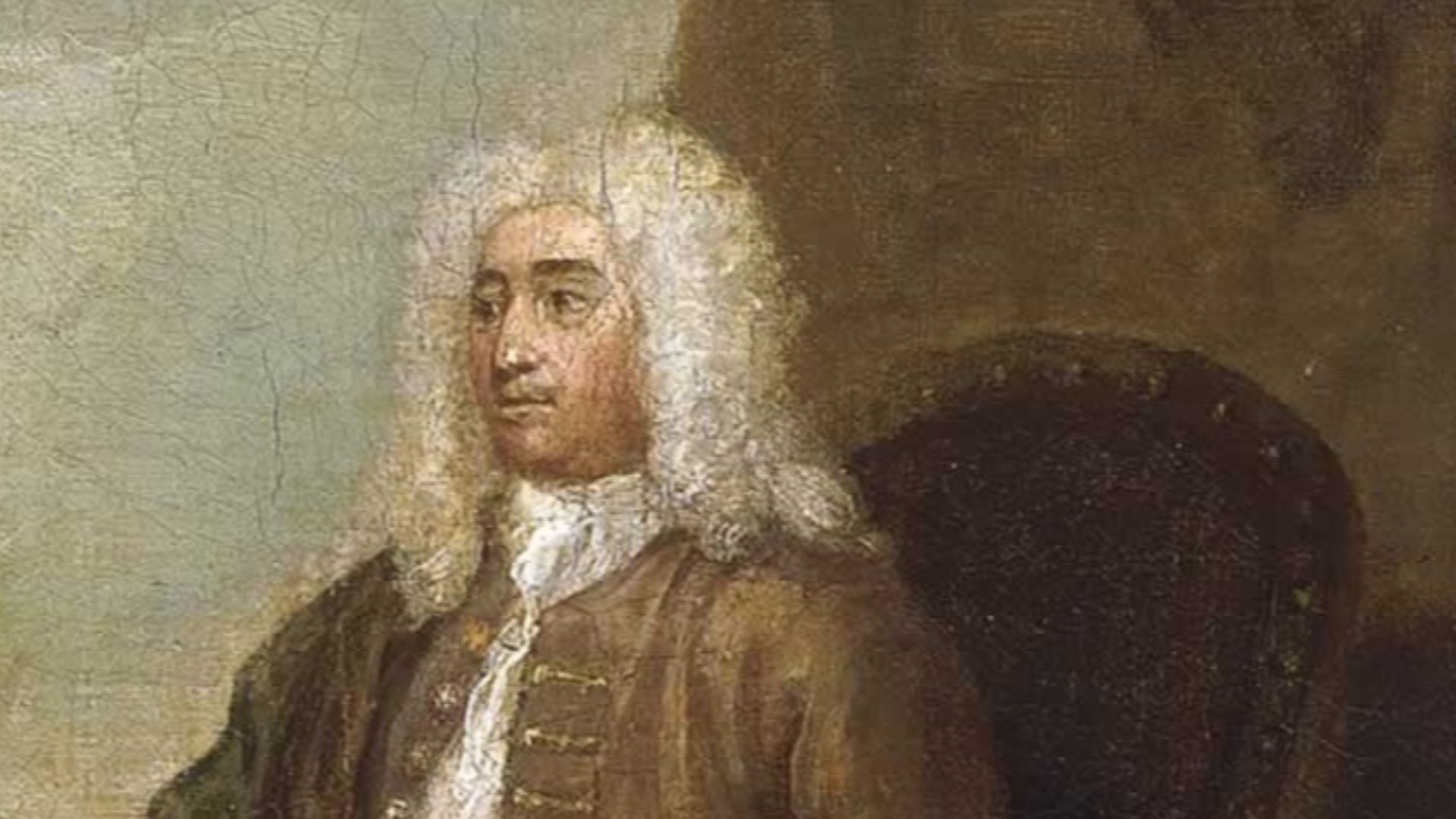 Woodes Rogers, former Pirate, Governor of the Bahamas. The son of the Governor presents his father to the right with plans for the port of Nassau.