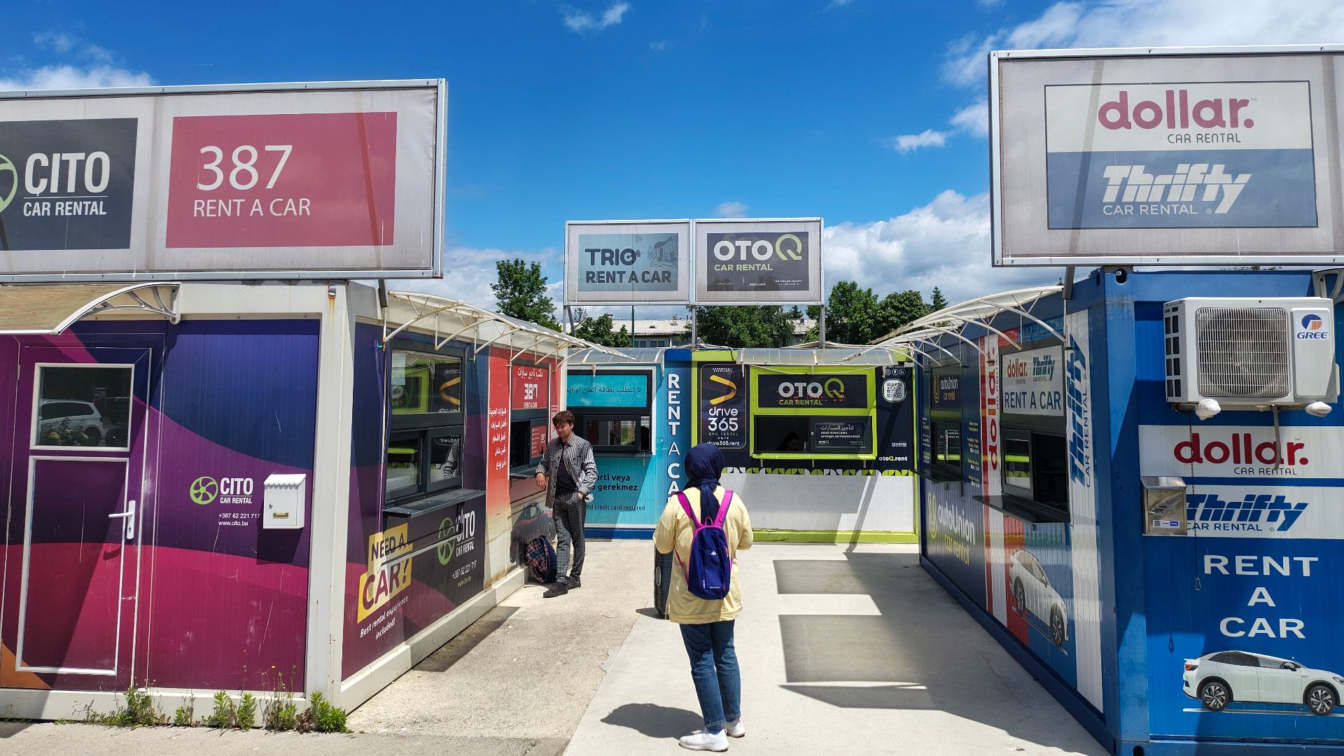 Car rental kiosks at Sarajevo airport