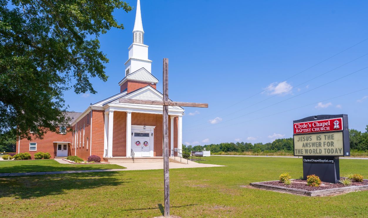Wendell, North Carolina USA-06 27 2023: Clyde's Chapel Baptist Church is a Rural Southern Baptist Congregation.