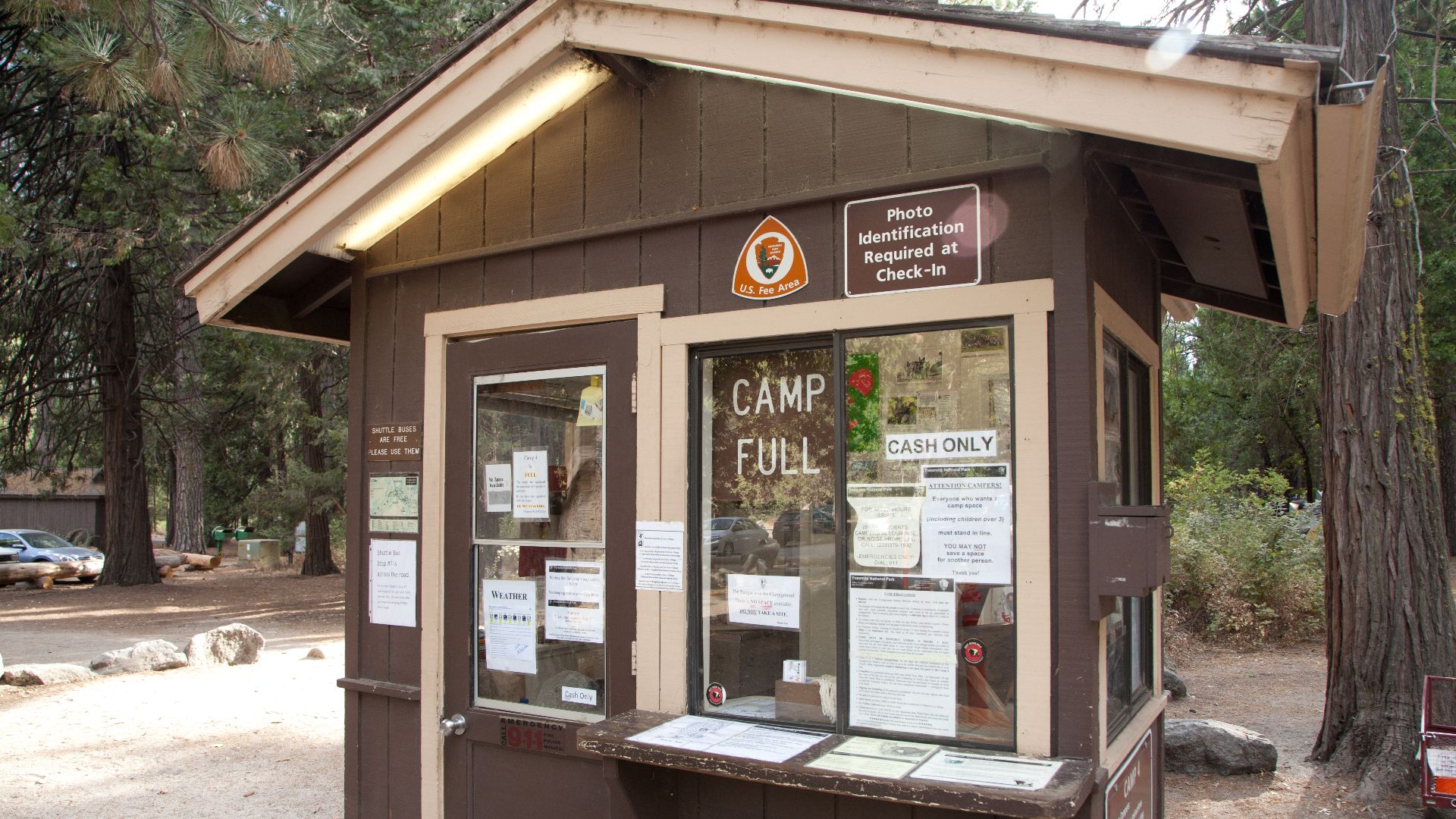 Entrance to Camp 4 — a campground favored by rock climbers near Yosemite Falls in Yosemite Valley, California.