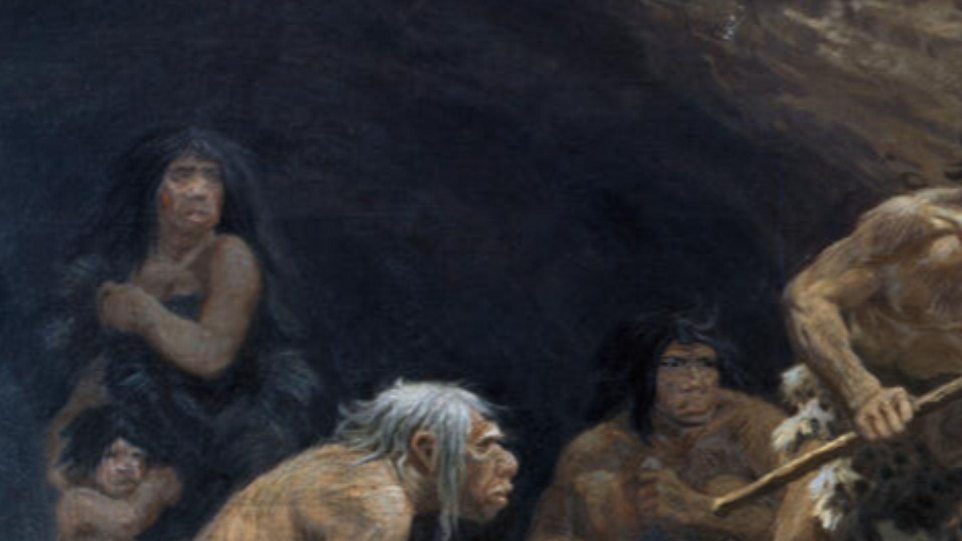 Mural of a Neanderthal family