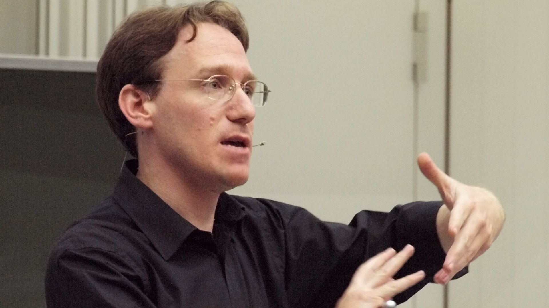 British geneticist Simon Fisher, who identified the FOXP2 gene, at a lecture in Mainz, Germany.