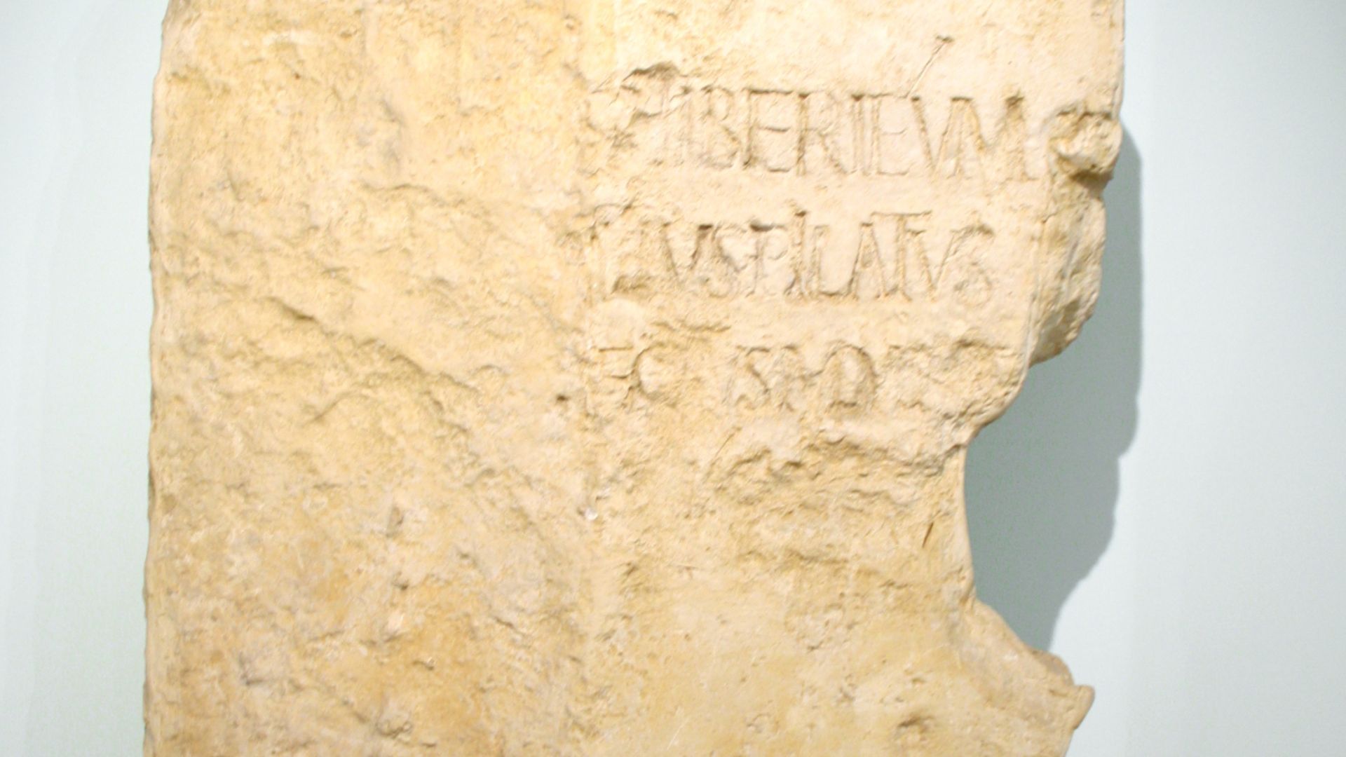 Archaeological Museum in Milan, (Italy), vaults. Cast of the inscription by Pontius Pilate found in Caesarea (Israel) (1st century AD). Picture by Giovanni Dall'Orto, March 13 2012.