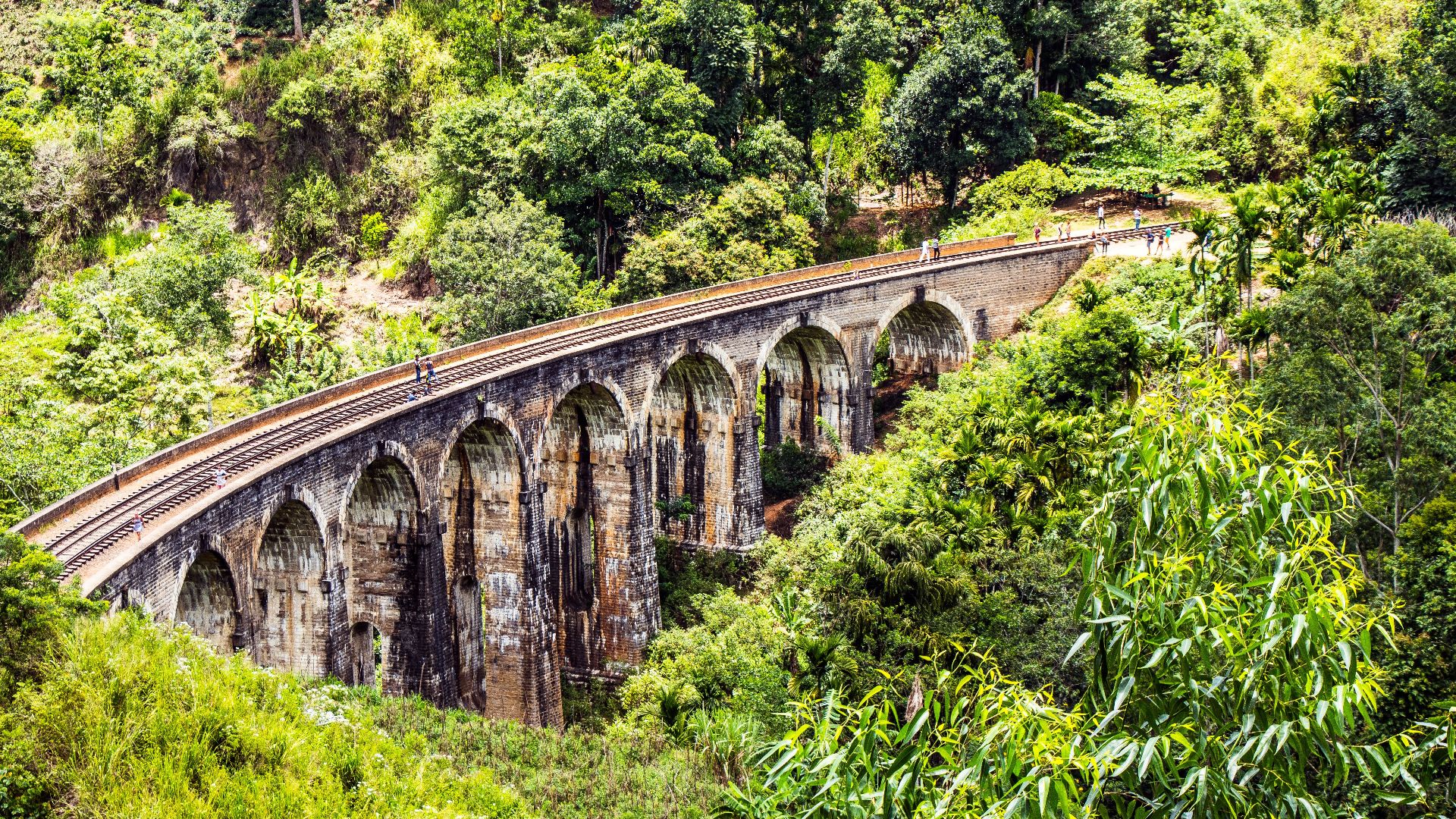 Discover the lush greenery and iconic Nine Arches Bridge in Demodara, Sri Lanka.