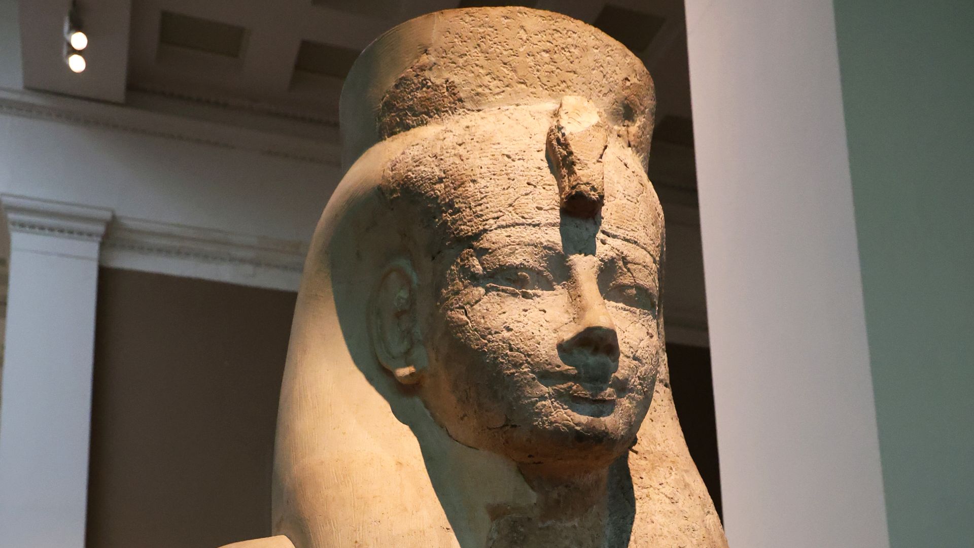 Statue of Goddess Hathor at the British Museum, London, UK.