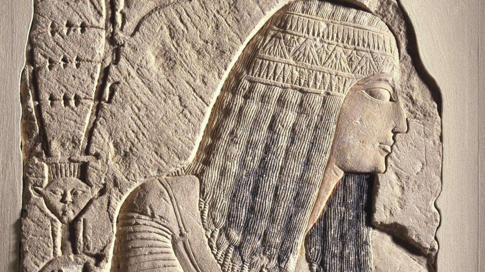 Relief of a Nobleman, ca. 1295-1070 B.C.E. Limestone, painted, 20 3/16 x 17 1/4 in. (51.3 x 43.8 cm). Brooklyn Museum, Charles Edwin Wilbour Fund, 36.261.