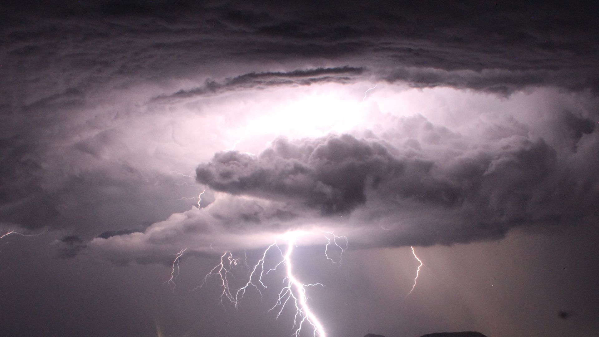 Bright lightning strikes illuminate the night sky during a thunderstorm in Bergville, South Africa.