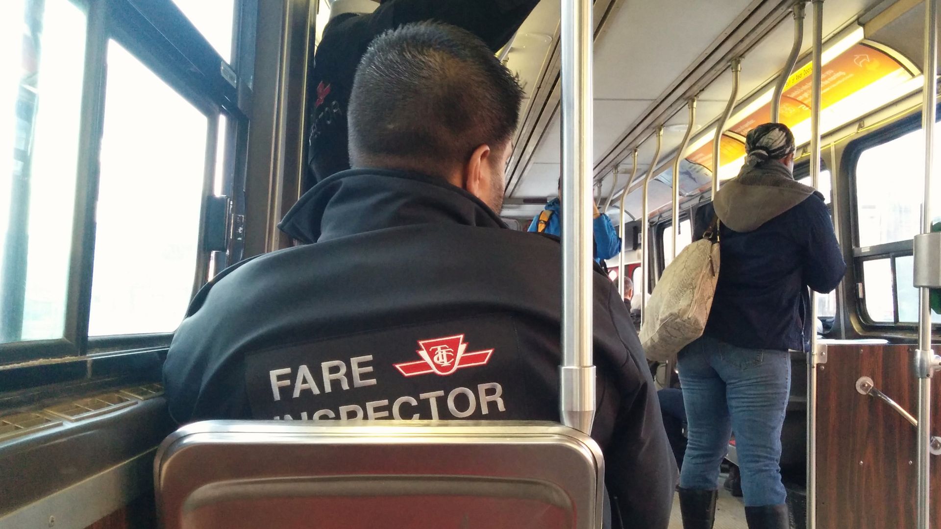 Toronto Transit Commission (TTC) fare inspectors on the Bathurst streetcar