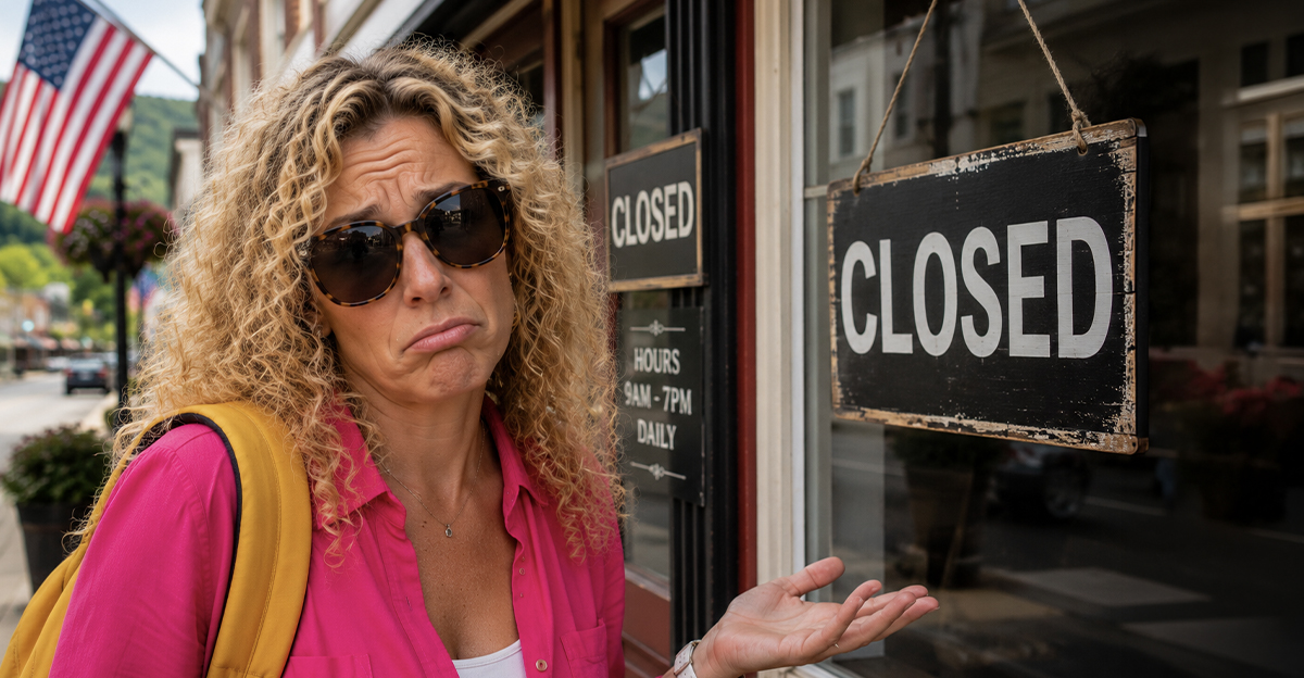 Disappointed blonde woman with sunglasses