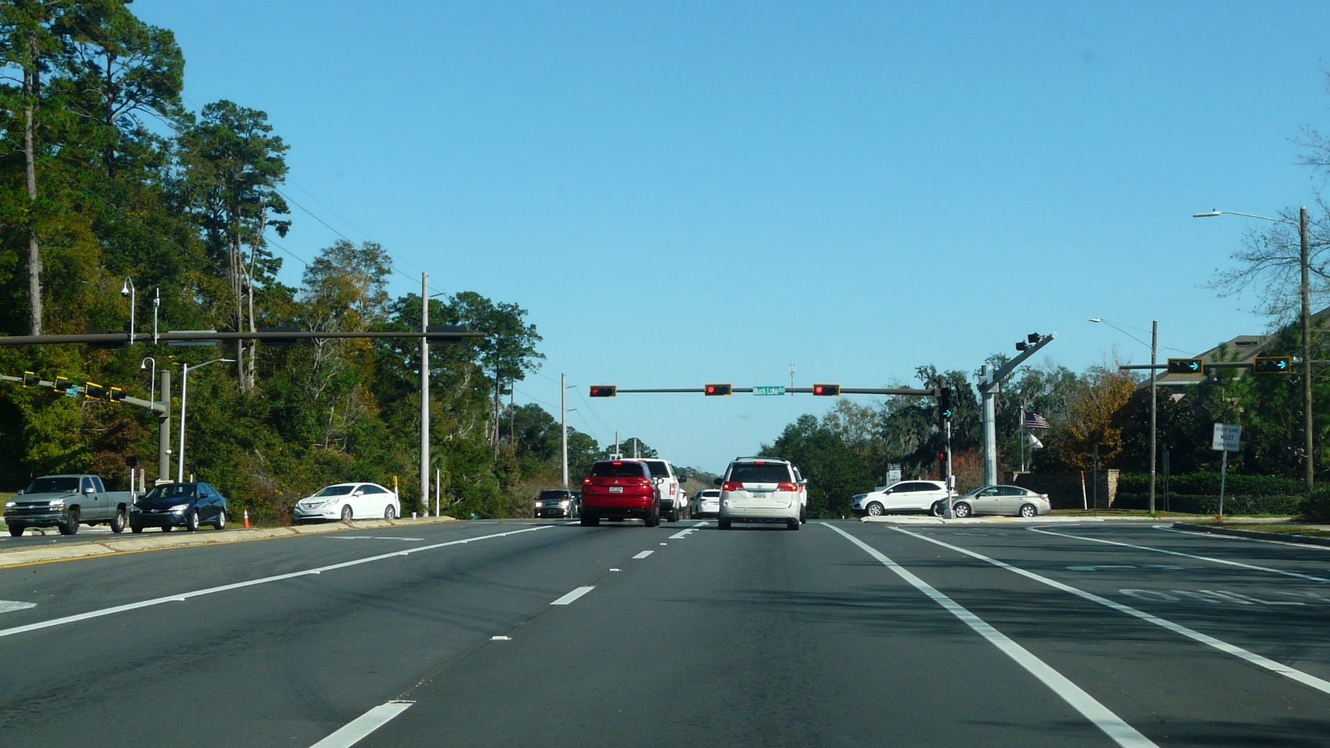 Intersection of Mahan Drive and Buck Lake Road in eastern Tallahassee, Florida. See the view at this intersection from Buck Lake Road here.