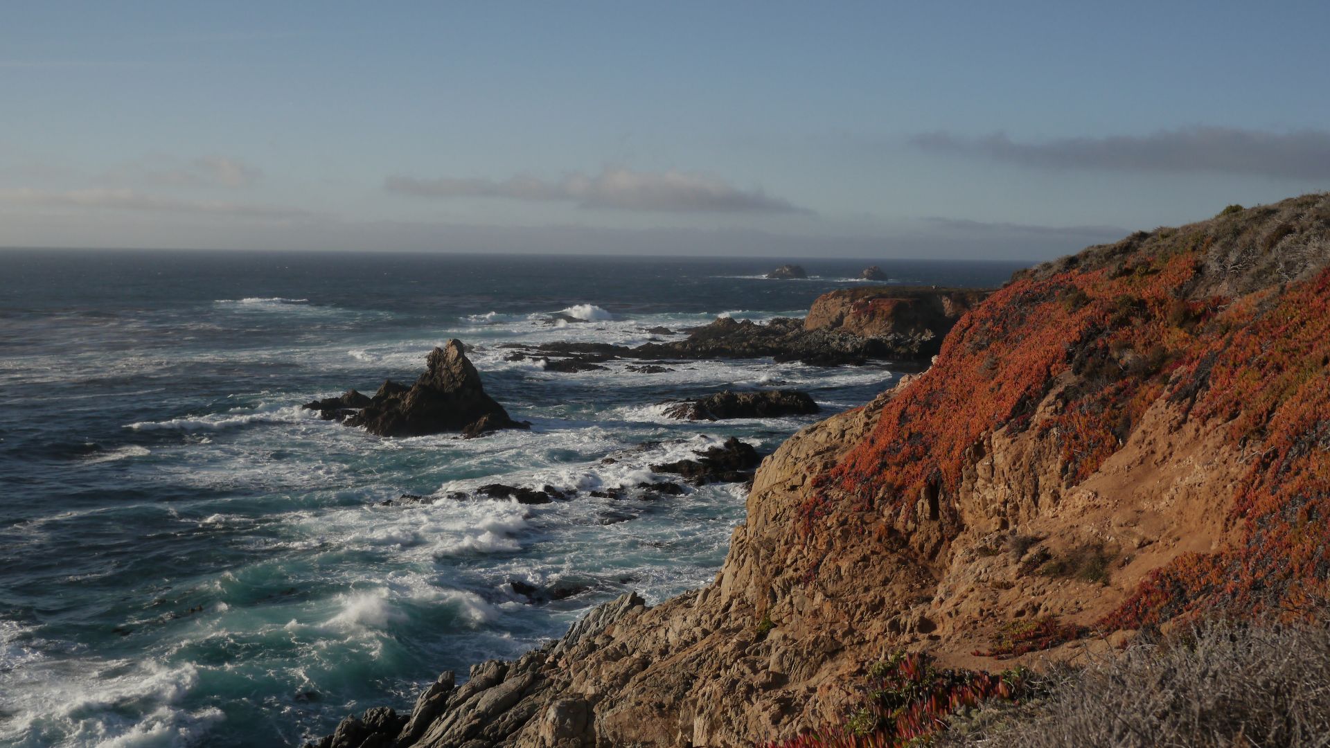 The Pacific Coast as seen from the Pacific Coast Highway, south of Big Sur.