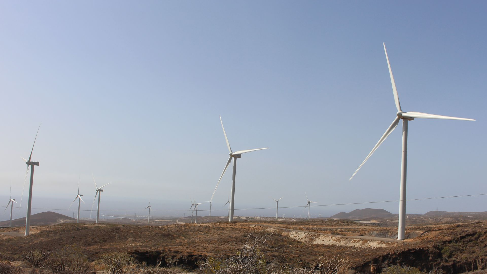 Wind turbines in the southern desert of Tenerife