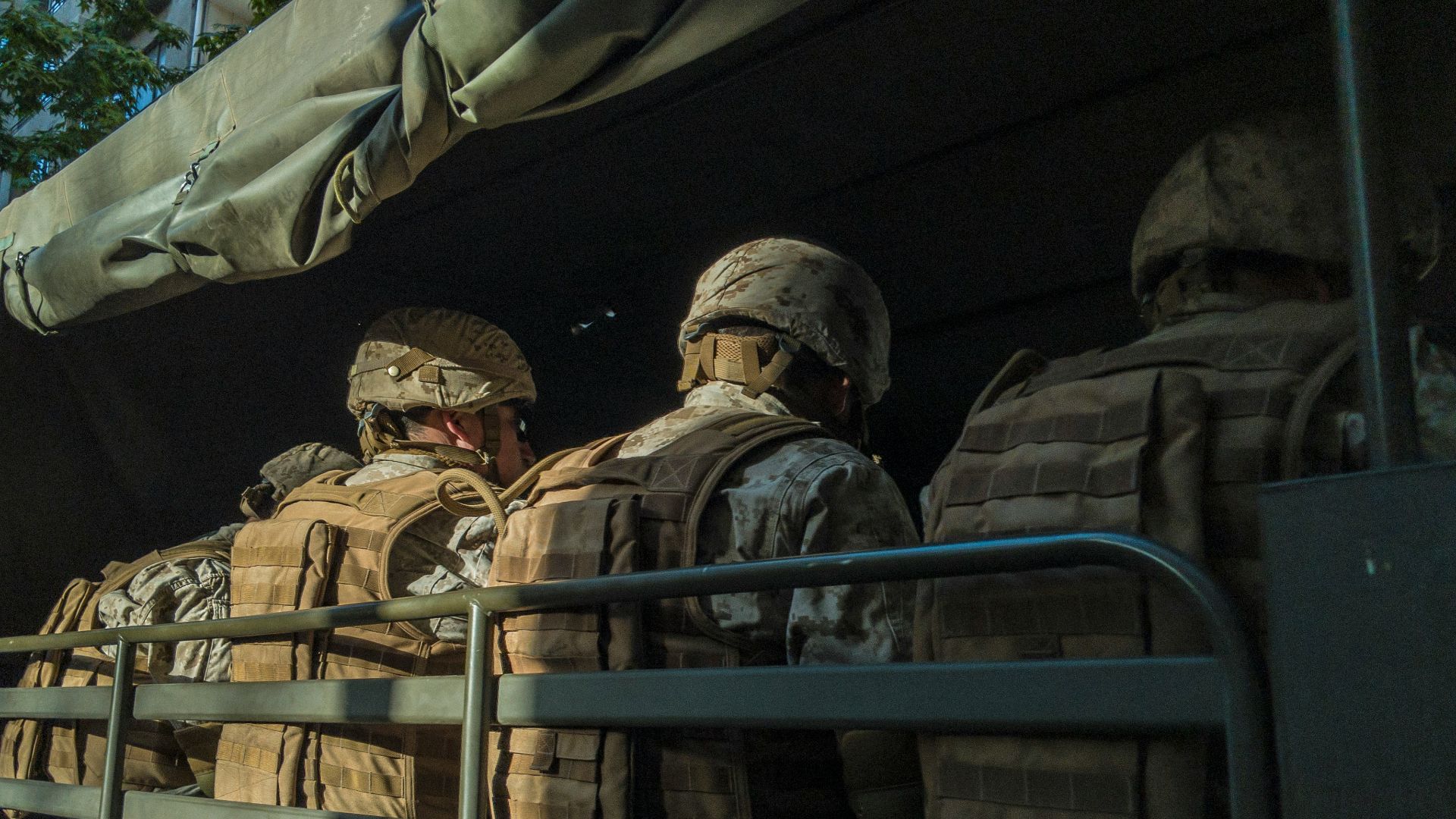 soldiers in truck