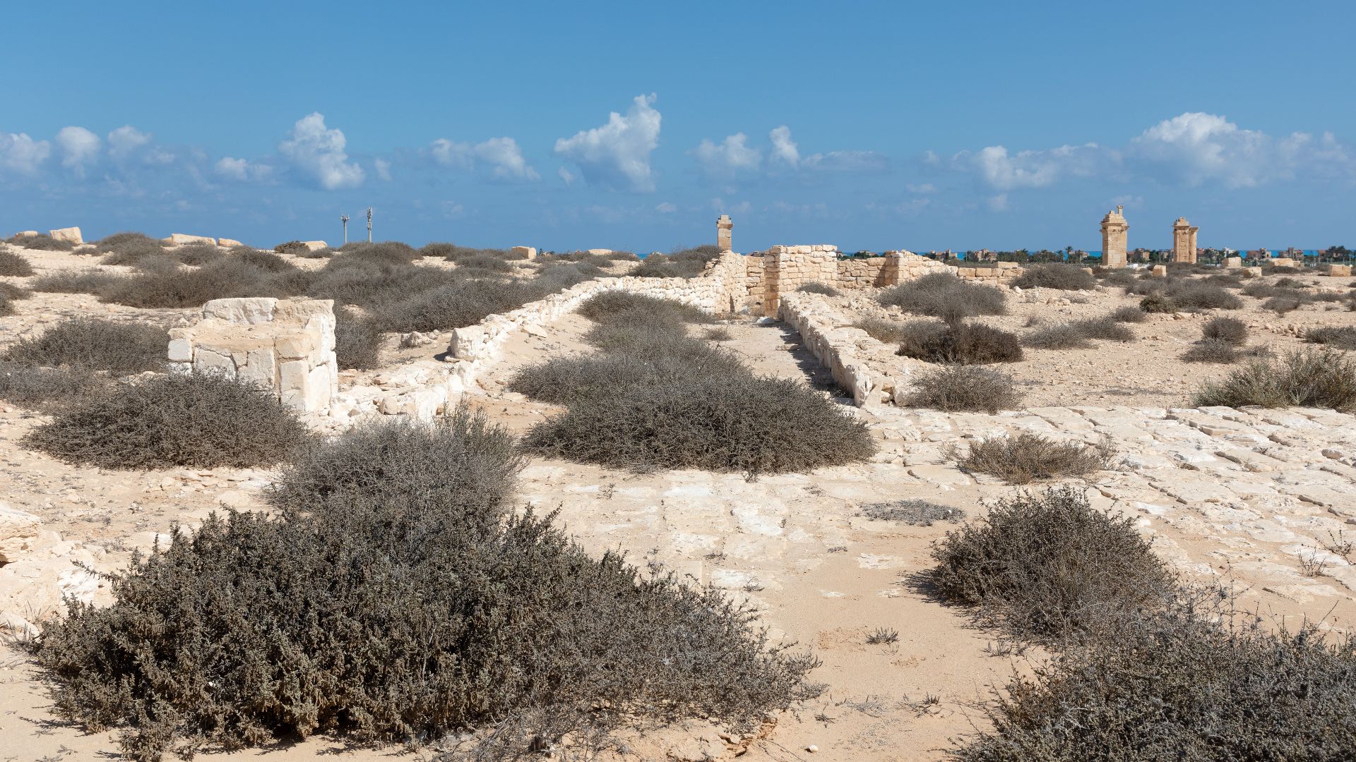 Site overview of Marina al-Alamayn archaeological site, Matruh governorate, Egypt